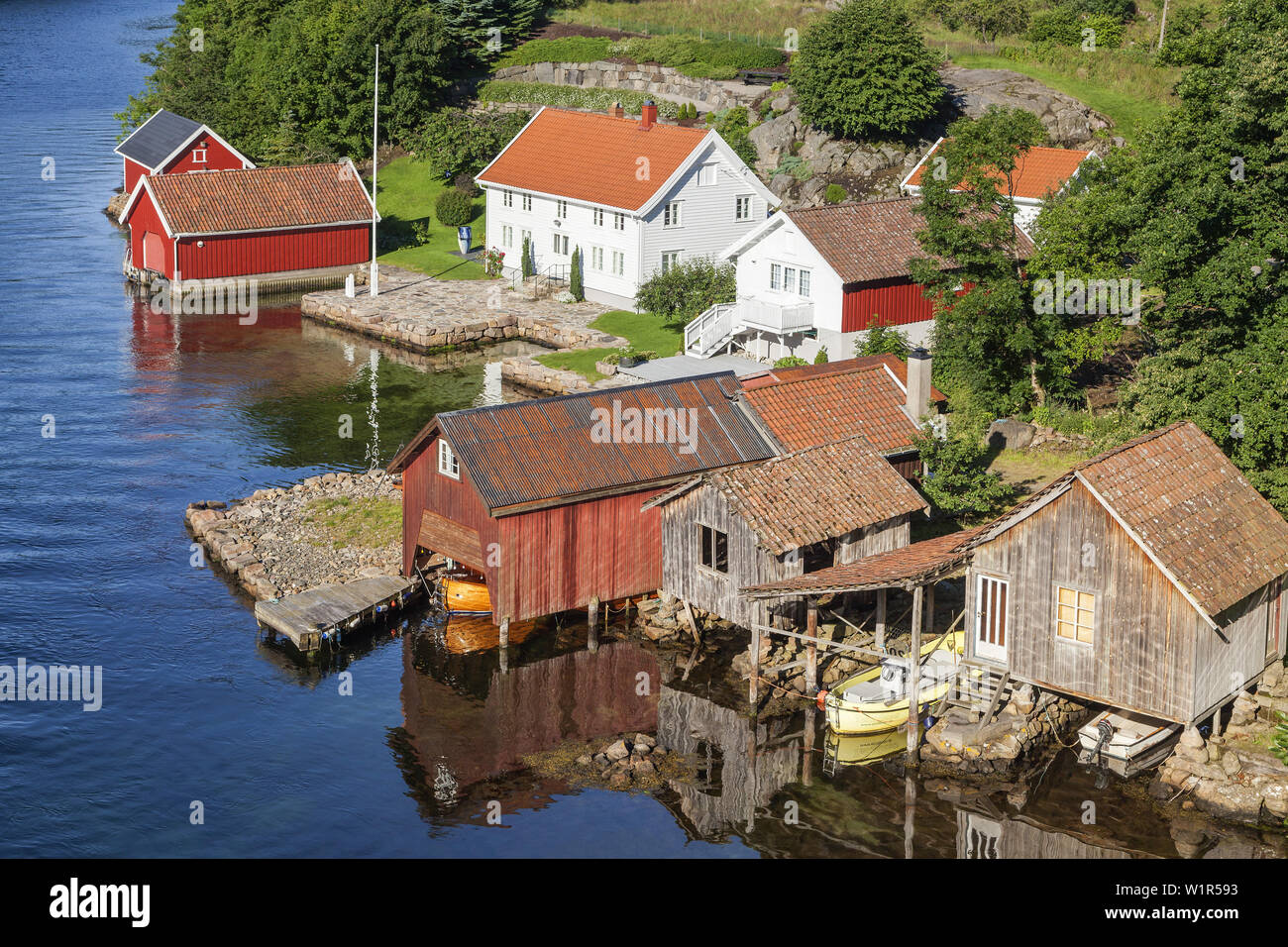 Par la ferme, Jasund Lyngdal, Mer du Nord, Hordaland, Sorlandet, sud de la Norvège, Norvège, Scandinavie, Europe du Nord, Europe Banque D'Images