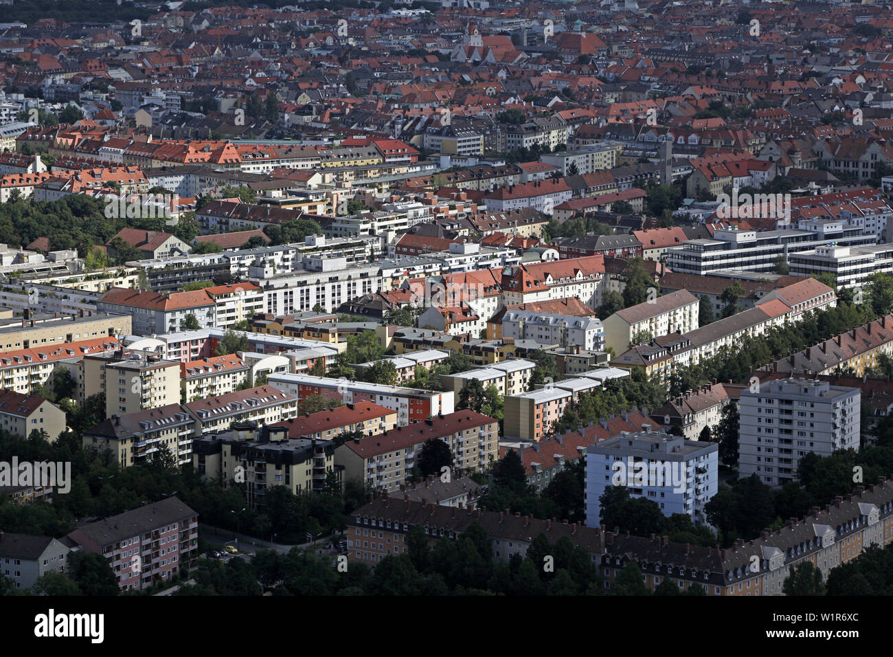 Vue sur le quartier résidentiel de Schwabing north, Munich, Haute-Bavière, Bavière, Allemagne Banque D'Images