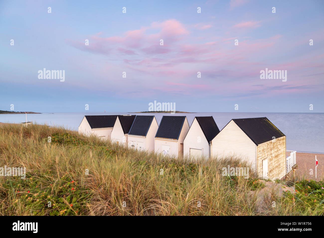 Chalets sur la plage de Tylösand, Hlamstad, Halland, sud de la Suède, Suède, Scandinavie, Europe du Nord, Europe Banque D'Images