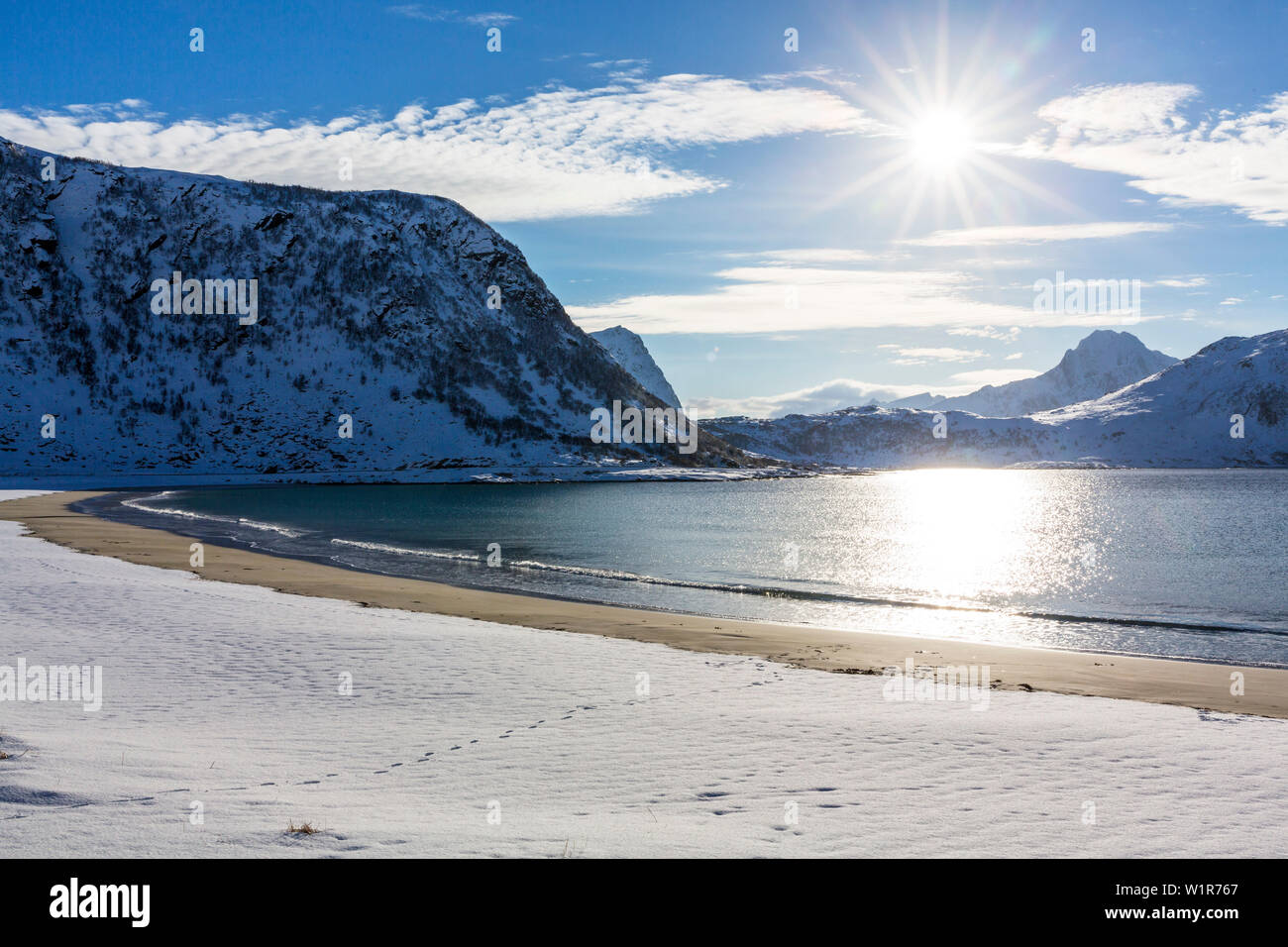 Vik Bay, Vestvagoya, îles Lofoten, Norvège, Scandinavie, Europe Banque D'Images