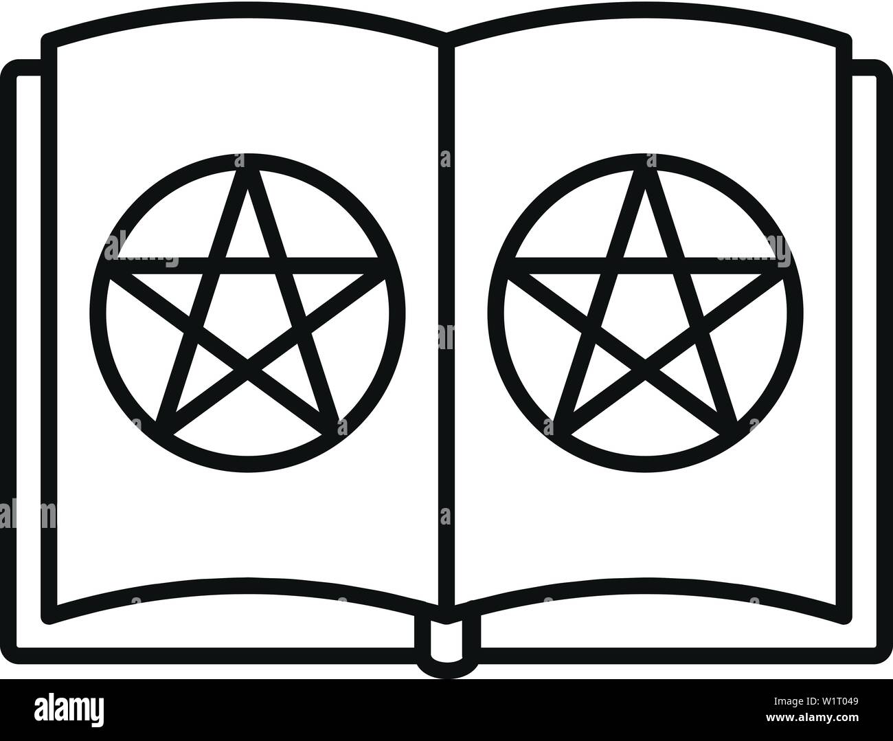 Ouvrez l'icône de livre de magie. Contours ouvrir livre de magie icône vecteur pour la conception web isolé sur fond blanc Illustration de Vecteur