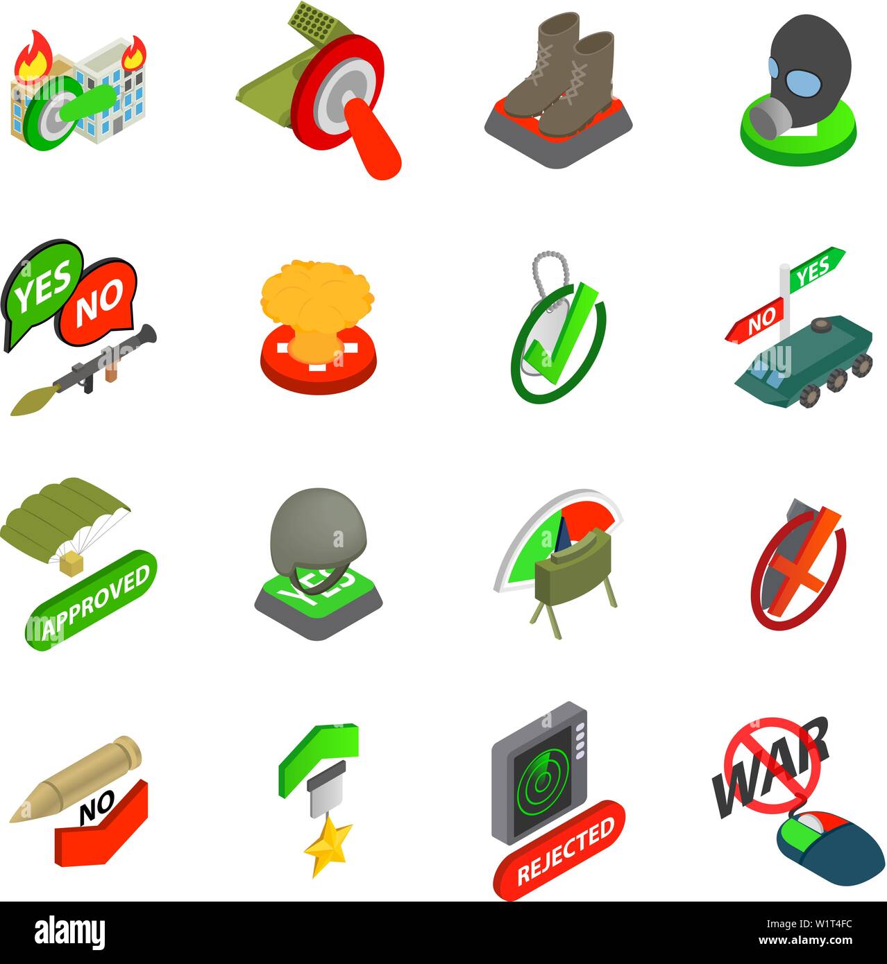 Acte de guerre icons set, style isométrique Illustration de Vecteur