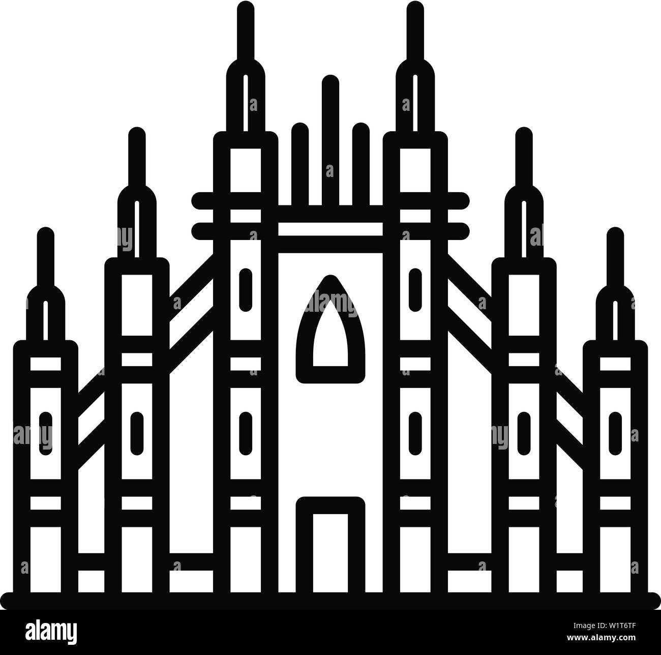 Milan basilique gothique icône. Contours Milan basilique gothique icône vecteur pour la conception web isolé sur fond blanc Illustration de Vecteur