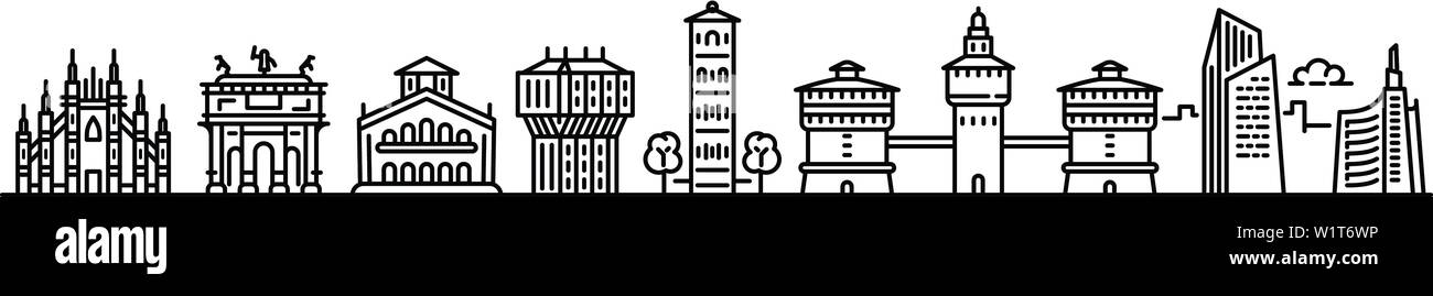 Panorama historique du concept de Milan. Aperçu de l'illustration vectorielle panorama milan fond concept pour la conception web Illustration de Vecteur