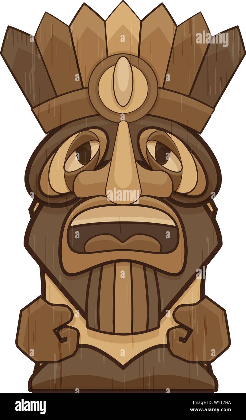 Tiki polynésien icône idole. Caricature de tiki polynésien idol icône vecteur pour la conception web isolé sur fond blanc Illustration de Vecteur