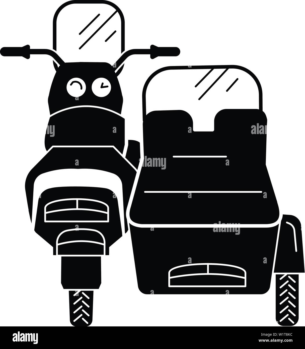 Dos de moto avec side-car, l'icône de style simple. Illustration de Vecteur