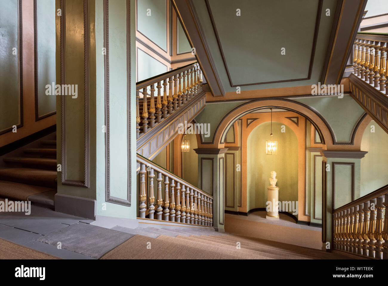 Magnifique escalier à château Ehrenbourg, Cobourg, Haute-Franconie, Bavière, Allemagne Banque D'Images