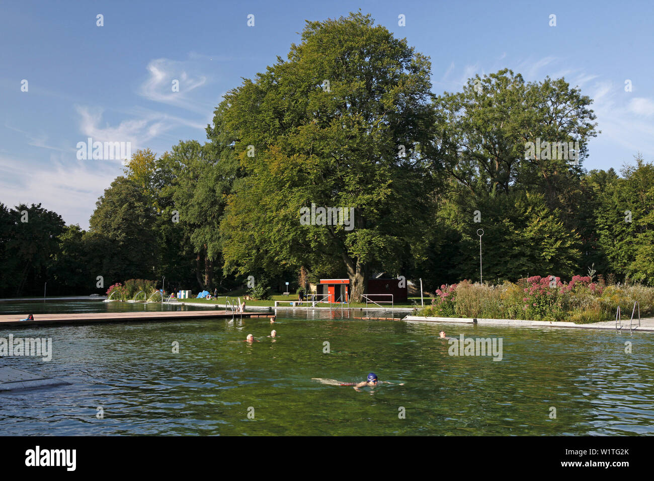 En plein air Public-piscine Maria Einsiedel, Thalkirchen, Munich, Haute-Bavière, Bavière, Allemagne Banque D'Images
