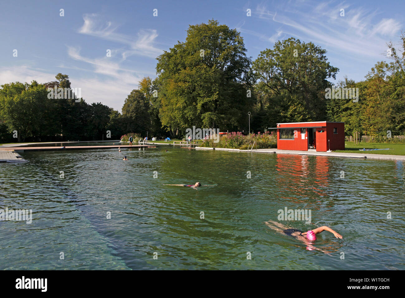 En plein air Public-piscine Maria Einsiedel, Thalkirchen, Munich, Haute-Bavière, Bavière, Allemagne Banque D'Images