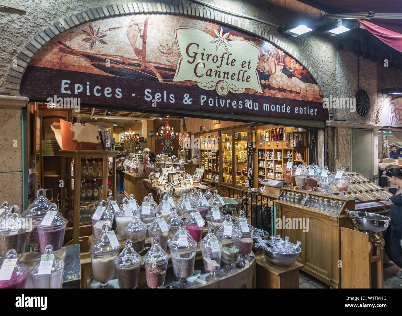 Sel et poivre, épices boutique, échoppe de marché, Vieux Nice, Alpes Maritimes, Provence, Côte d'Azur, Méditerranée, France, Europe Banque D'Images