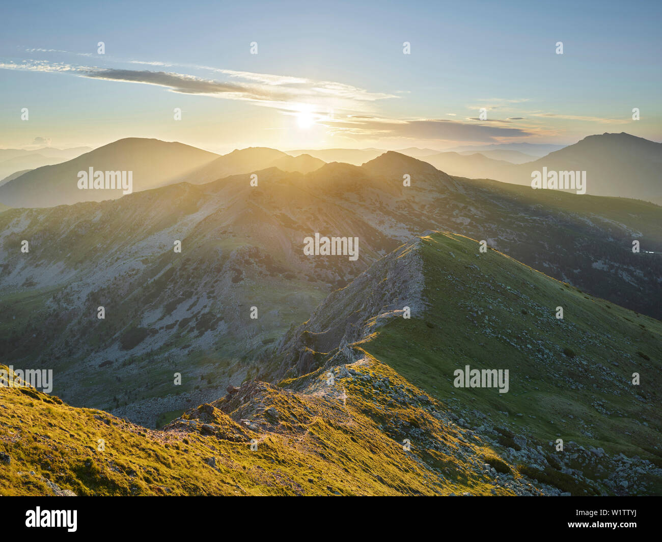 Vue à partir de la chaise du roi à l'Nin Rose charte et mühlbacher Nock, le parc national de Nockberge, Carinthie, Autriche Banque D'Images