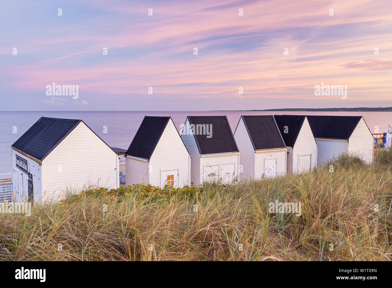 Chalets sur la plage de Tylösand, Hlamstad, Halland, sud de la Suède, Suède, Scandinavie, Europe du Nord, Europe Banque D'Images