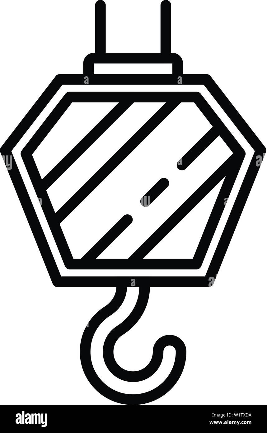 Crochet de grue pèse-personne, l'icône de style contour Illustration de Vecteur