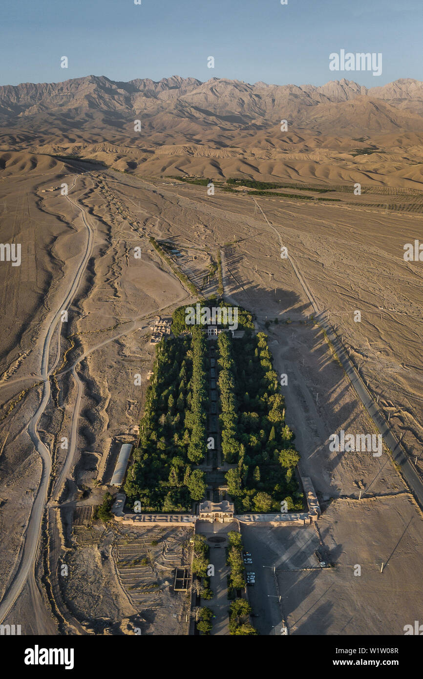 Shazdeh dans le jardin désert lut, l'Iran, l'Asie Banque D'Images