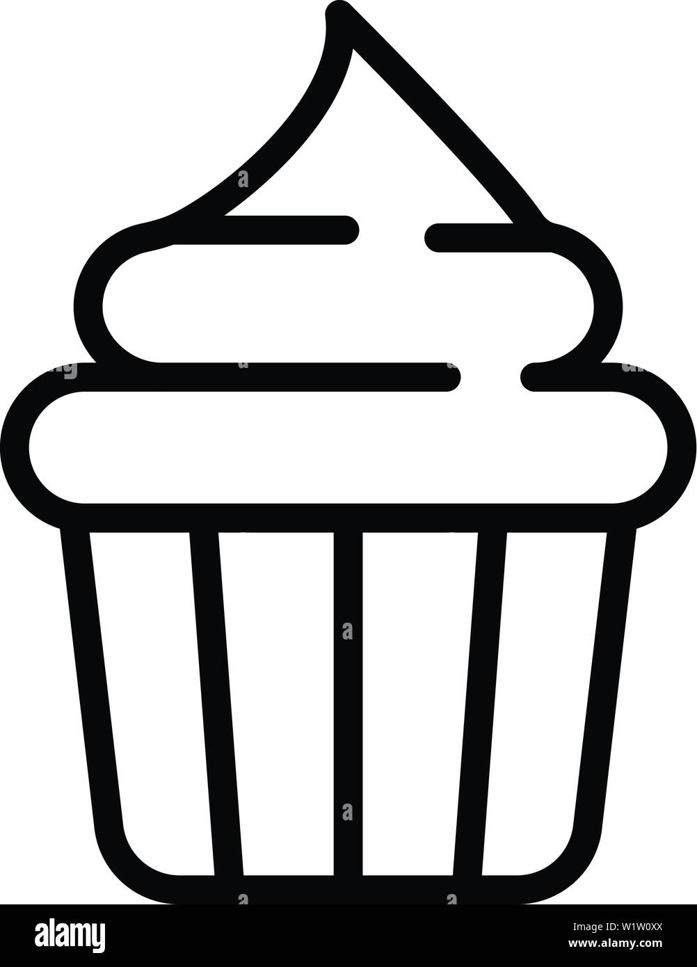 L'icône Contour Cupcake, style Illustration de Vecteur
