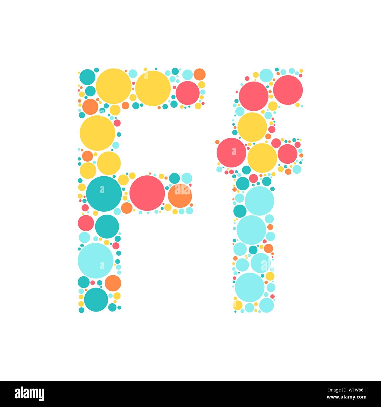 Une lettre de l'alphabet à partir de cercles de couleur définies par un mozayka. Vector font l'illustration. Illustration de Vecteur