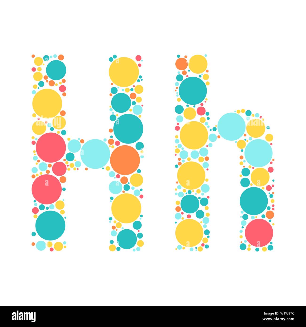 Une lettre de l'alphabet à partir de cercles de couleur définies par un mozayka. Vector font l'illustration. Illustration de Vecteur