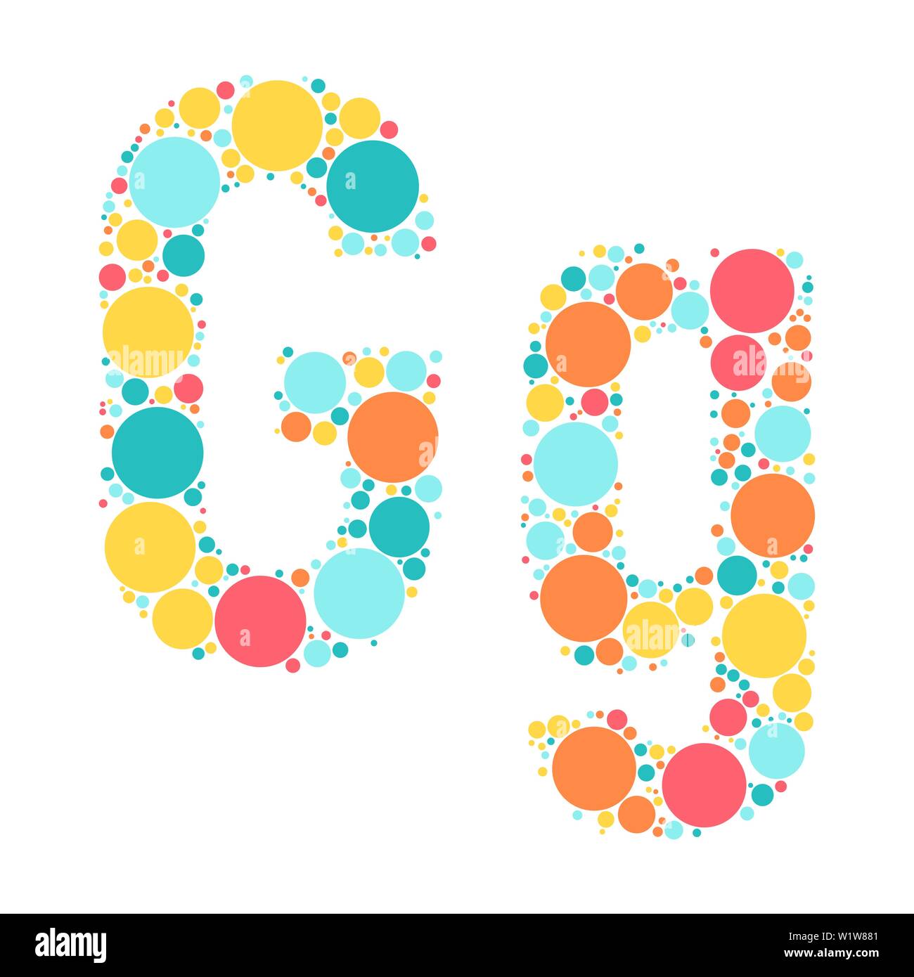 Une lettre de l'alphabet à partir de cercles de couleur définies par un mozayka. Vector font l'illustration. Illustration de Vecteur