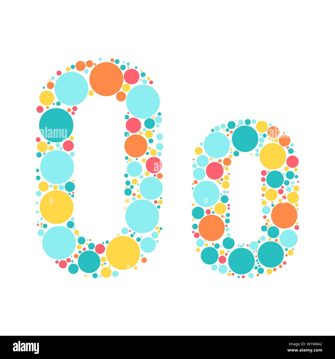 Une lettre de l'alphabet à partir de cercles de couleur définies par un mozayka. Vector font l'illustration. Illustration de Vecteur