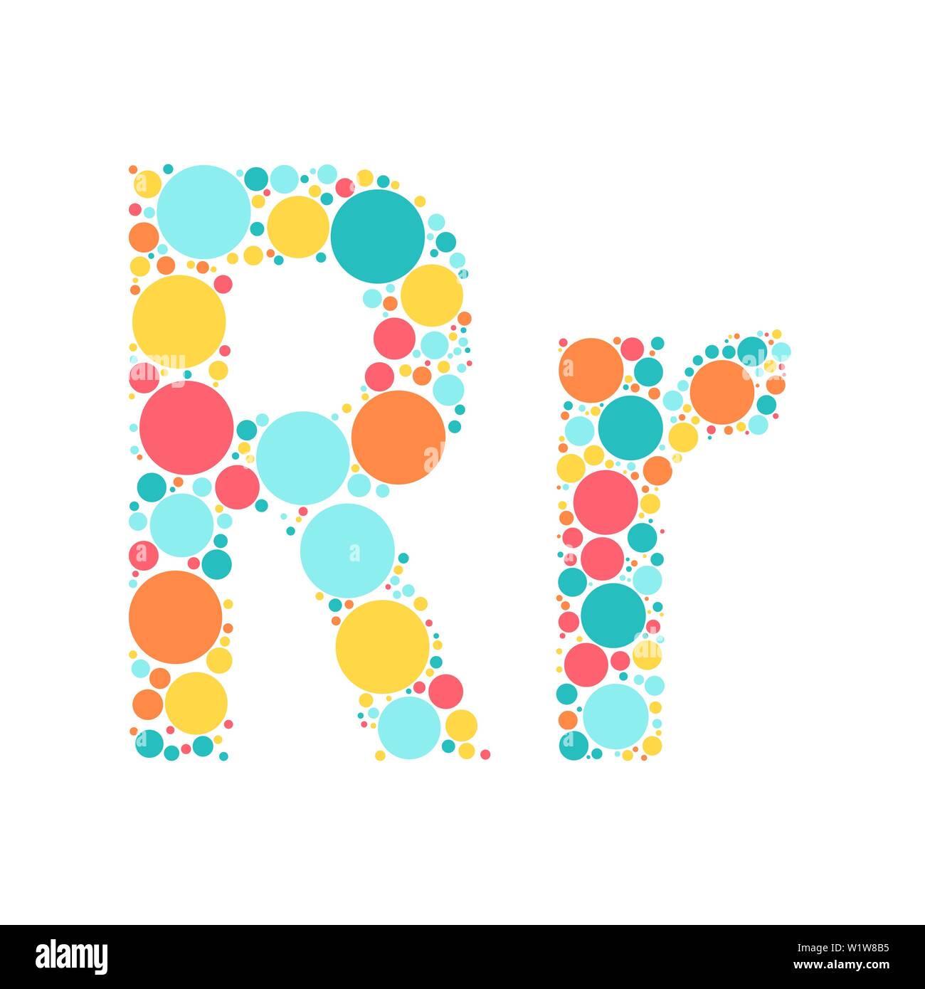 Une lettre de l'alphabet à partir de cercles de couleur définies par un mozayka. Vector font l'illustration. Illustration de Vecteur