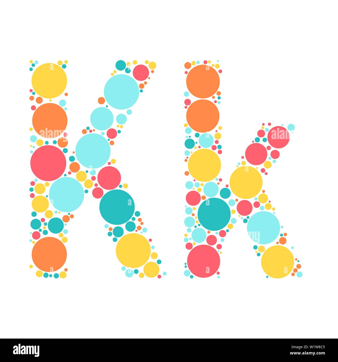 Une lettre de l'alphabet à partir de cercles de couleur définies par un mozayka. Vector font l'illustration. Illustration de Vecteur