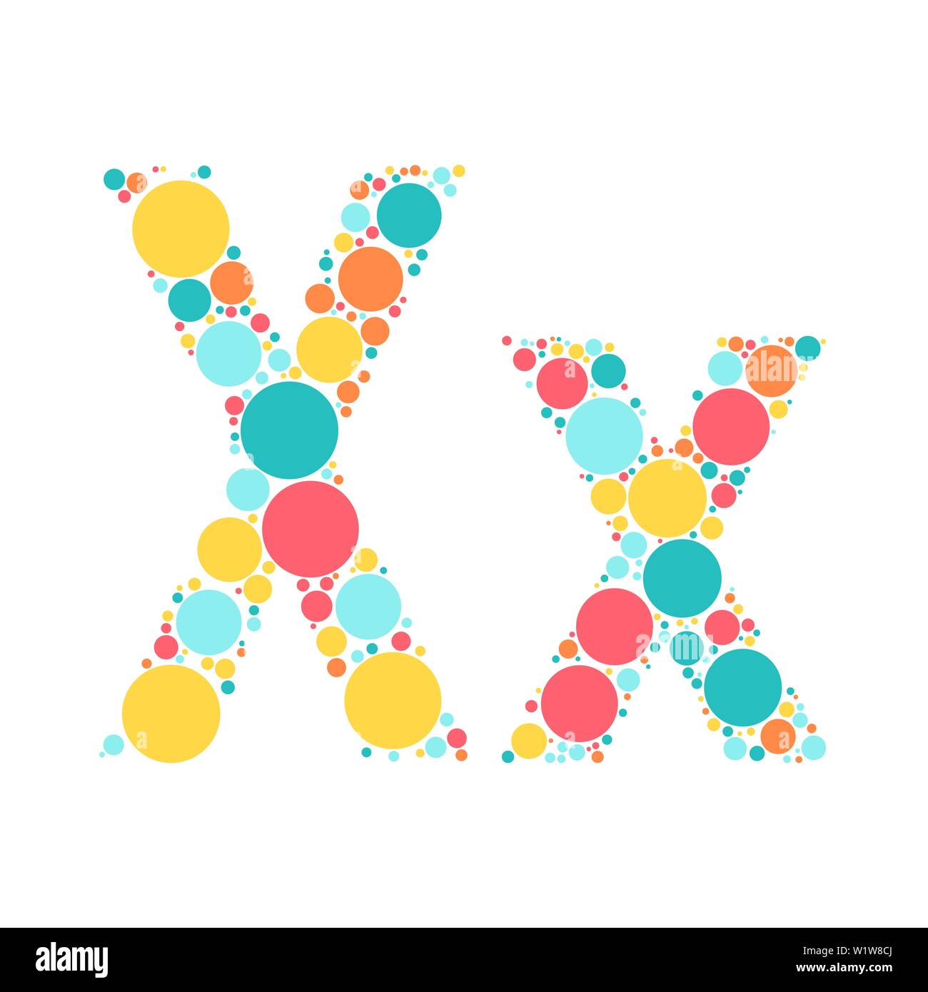 Une lettre de l'alphabet à partir de cercles de couleur définies par un mozayka. Vector font l'illustration. Illustration de Vecteur