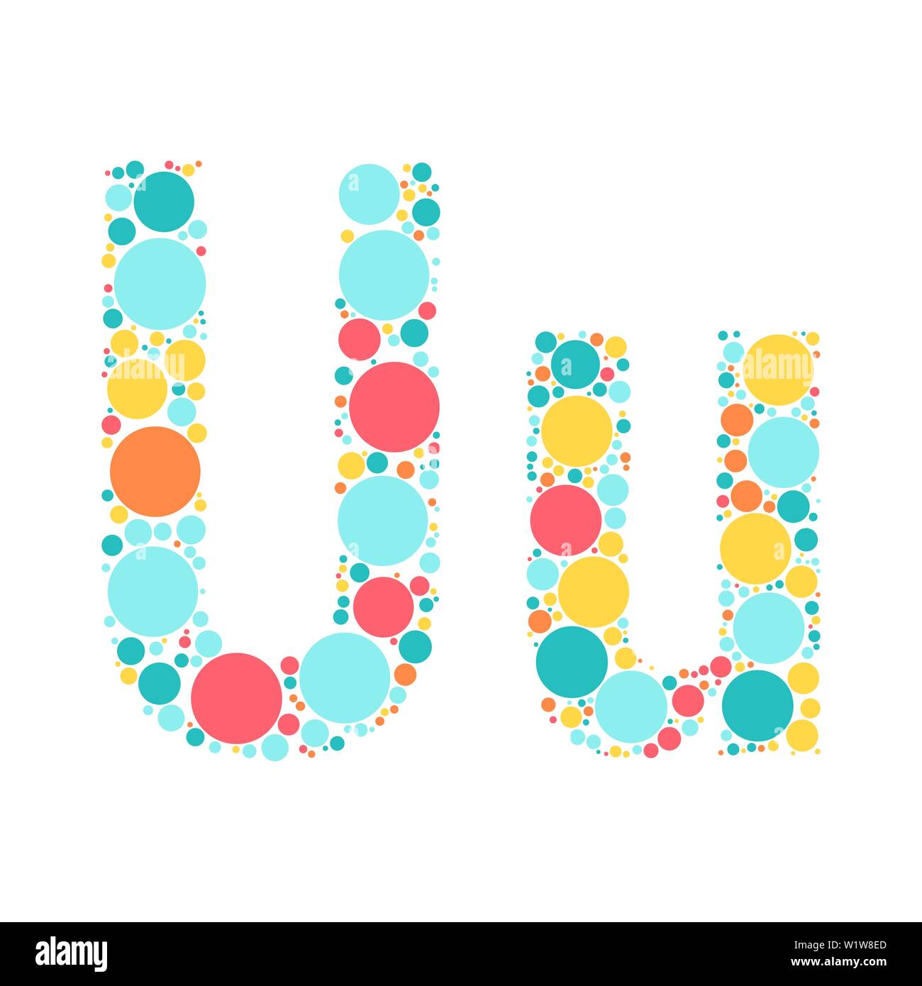 Une lettre de l'alphabet à partir de cercles de couleur définies par un mozayka. Vector font l'illustration. Illustration de Vecteur