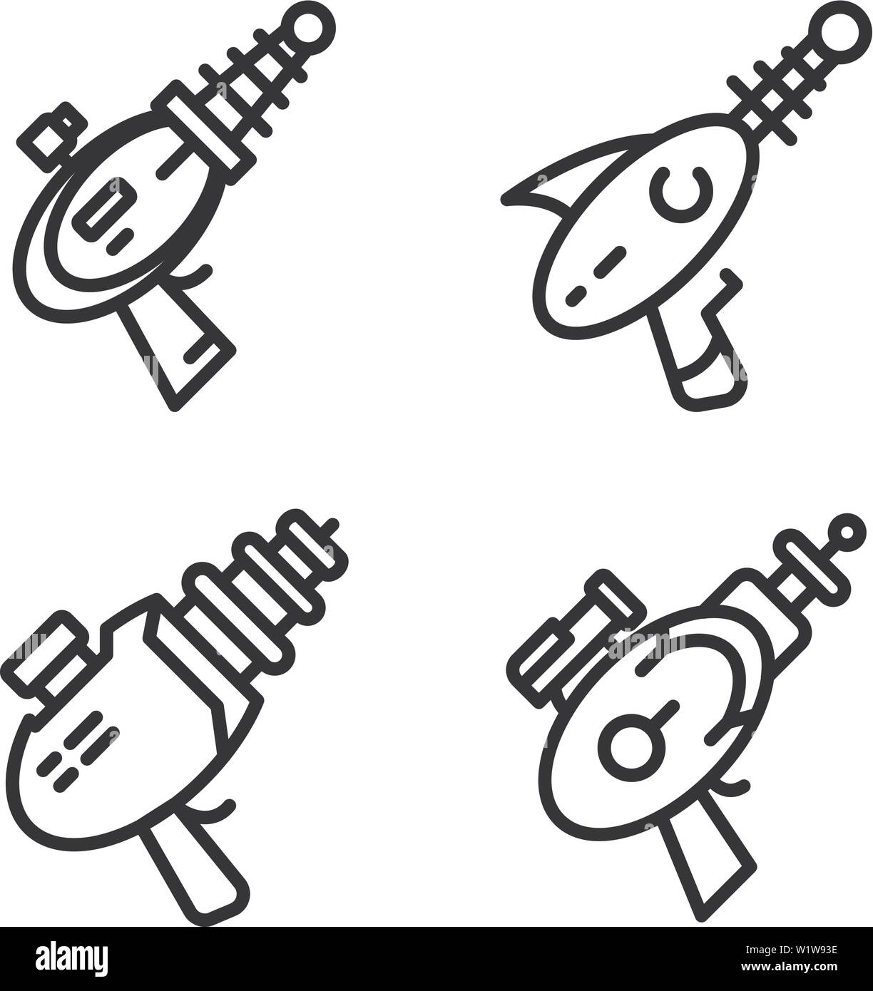 Blaster icons set style du contour, Illustration de Vecteur