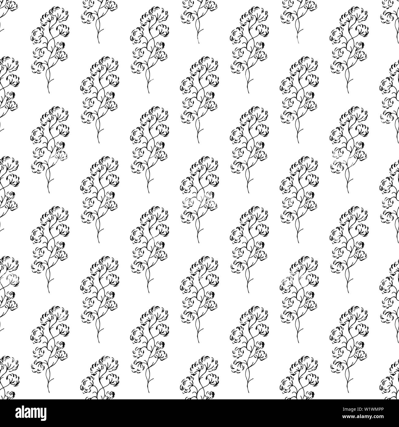 Coton Vintage tirée vectoriel continu, grande conception pour tout usage. Vector illustration croquis à main levée. Motif transparente design simple. Blanc coton Illustration de Vecteur