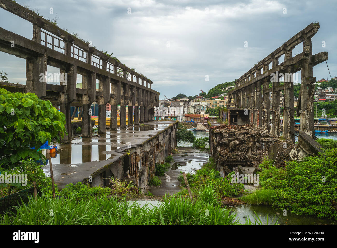 Ruine du chantier naval à Keelung, Taïwan Banque D'Images