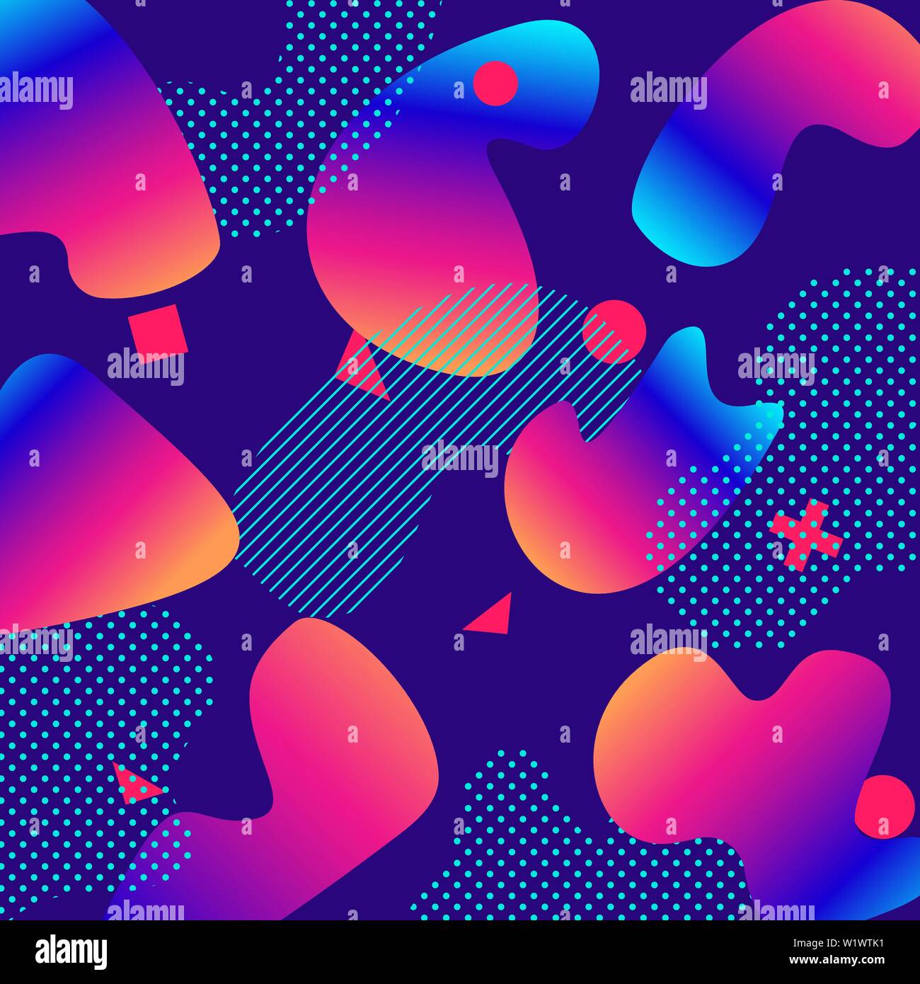 Liquide couleur arrière-plan avec des formes à la mode composition. Design futuriste pour arrière-plan l'affiche de la bannière Illustration de Vecteur