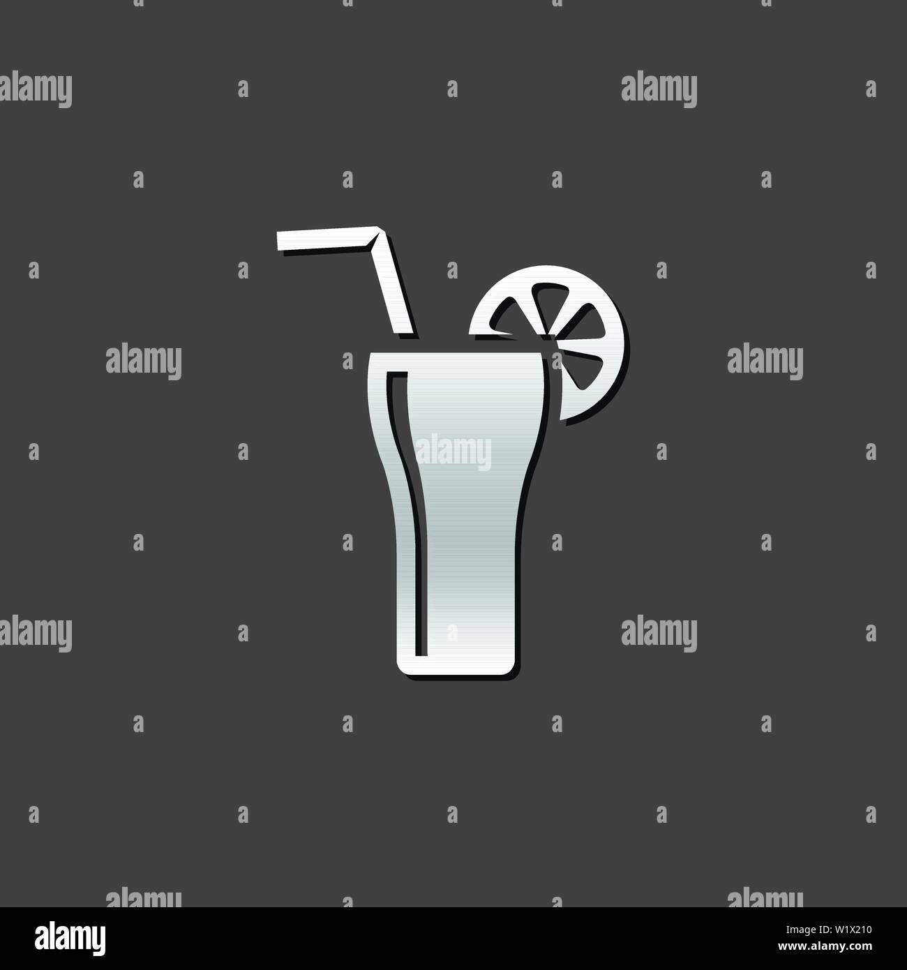 Verre à cocktail dans l'icône de style de couleur gris métallisé. Gin Margarita l'alcool. Illustration de Vecteur