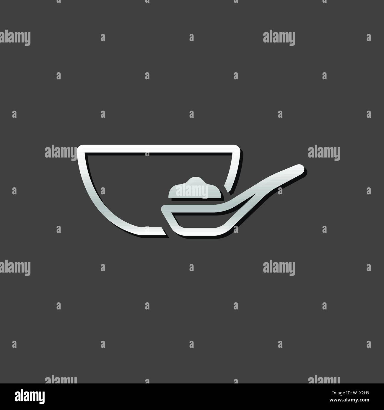 Bol de porridge dans l'icône de style de couleur gris métallisé. Illustration de Vecteur