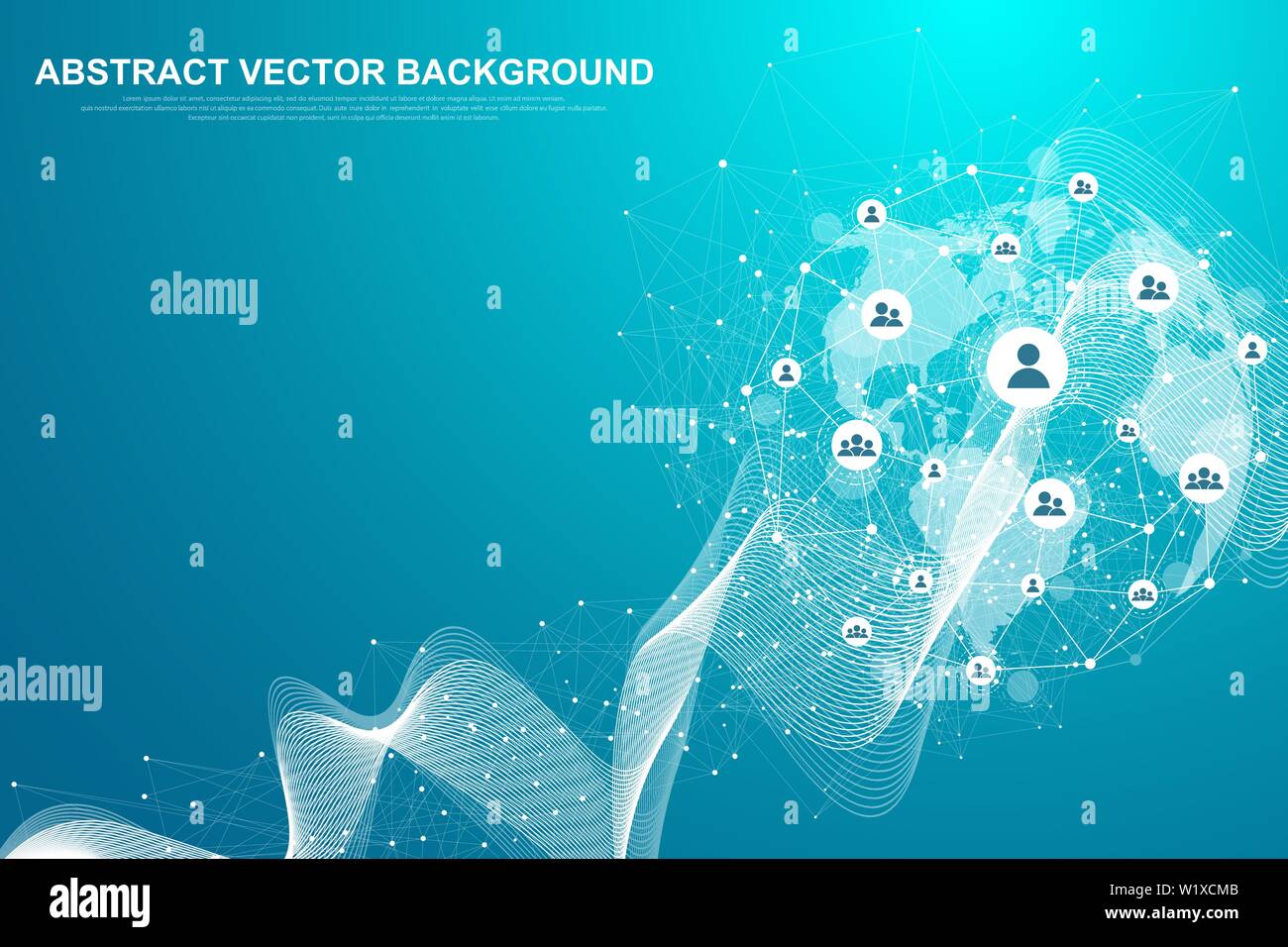 La structure globale et la connexion de données de réseau concept. Réseau social dans la communication des réseaux informatiques mondiaux. La technologie de l'Internet. Business Illustration de Vecteur