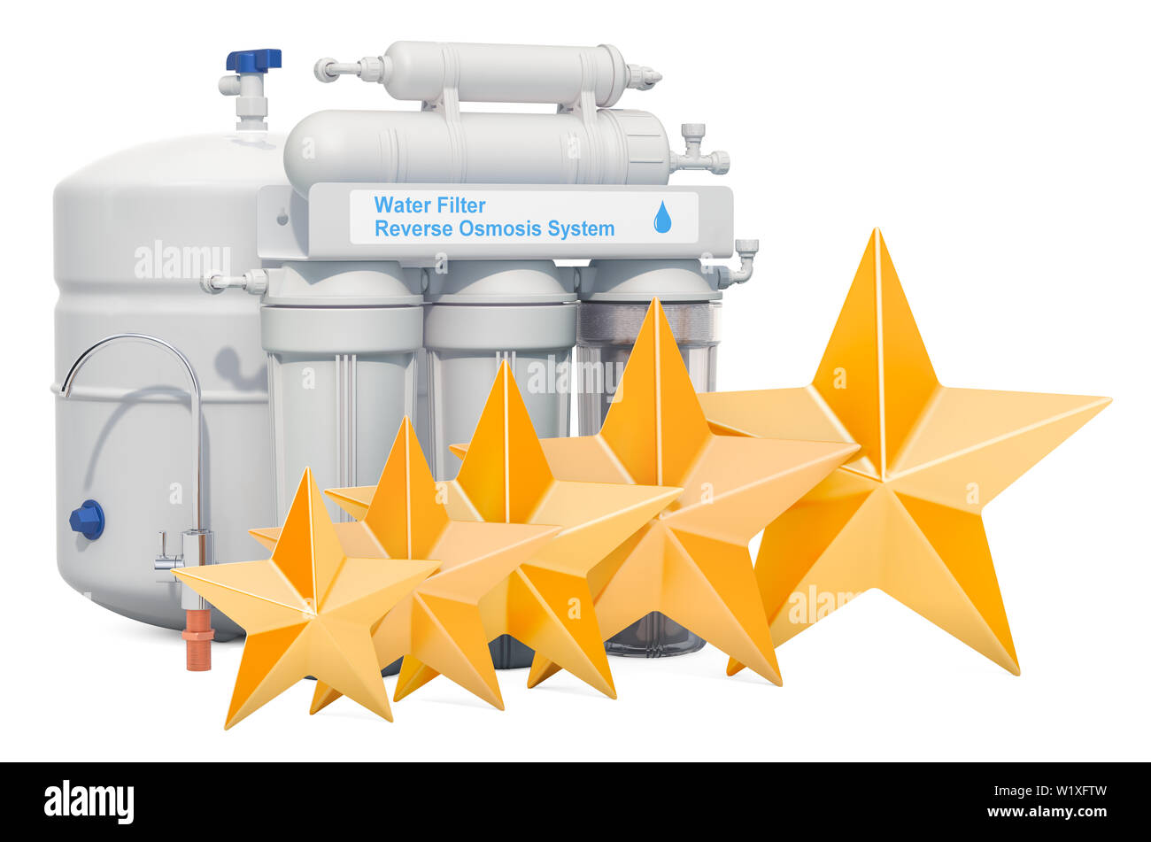 Évaluation de la clientèle de l'osmose inverse système, concept. Le rendu 3D isolé sur fond blanc Banque D'Images