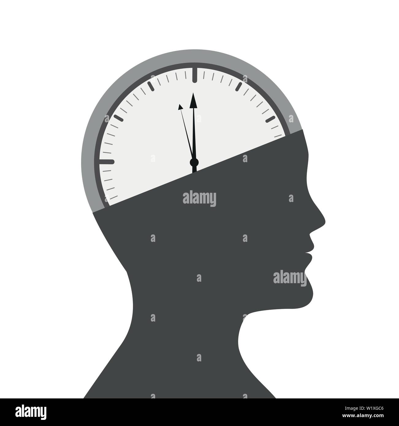 Tête d'un homme avec l'horloge dans le cerveau vector illustration EPS10 Illustration de Vecteur