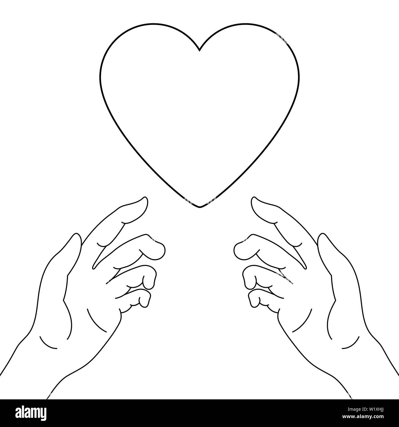 Concept de charité et de don. Mains Donner de l'amour. Donner et partager votre amour pour les gens. Valentines Day. Vector illustration. Illustration de Vecteur
