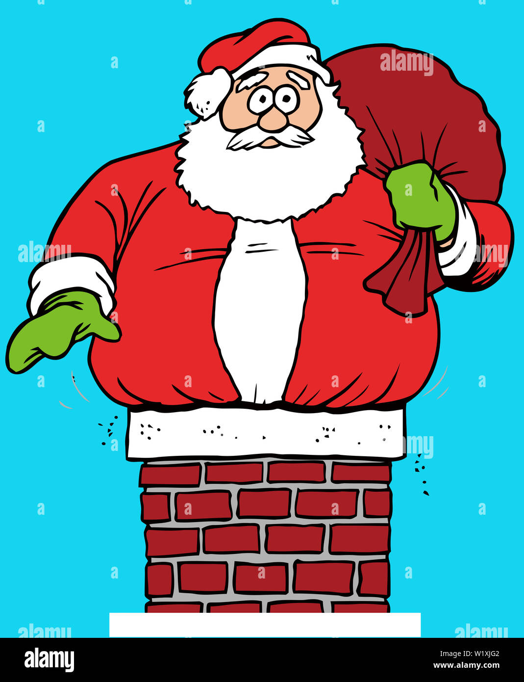 La Cheminee Du Pere Noel Coince Humour Illustration De Toit Photo Stock Alamy