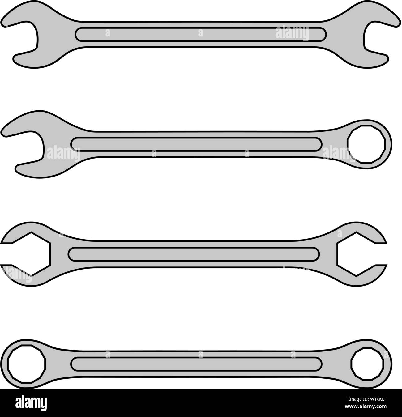 Ensemble de l'icône wrenchs. Symbole de réparation. Vector illustration isolé sur fond blanc. Illustration de Vecteur