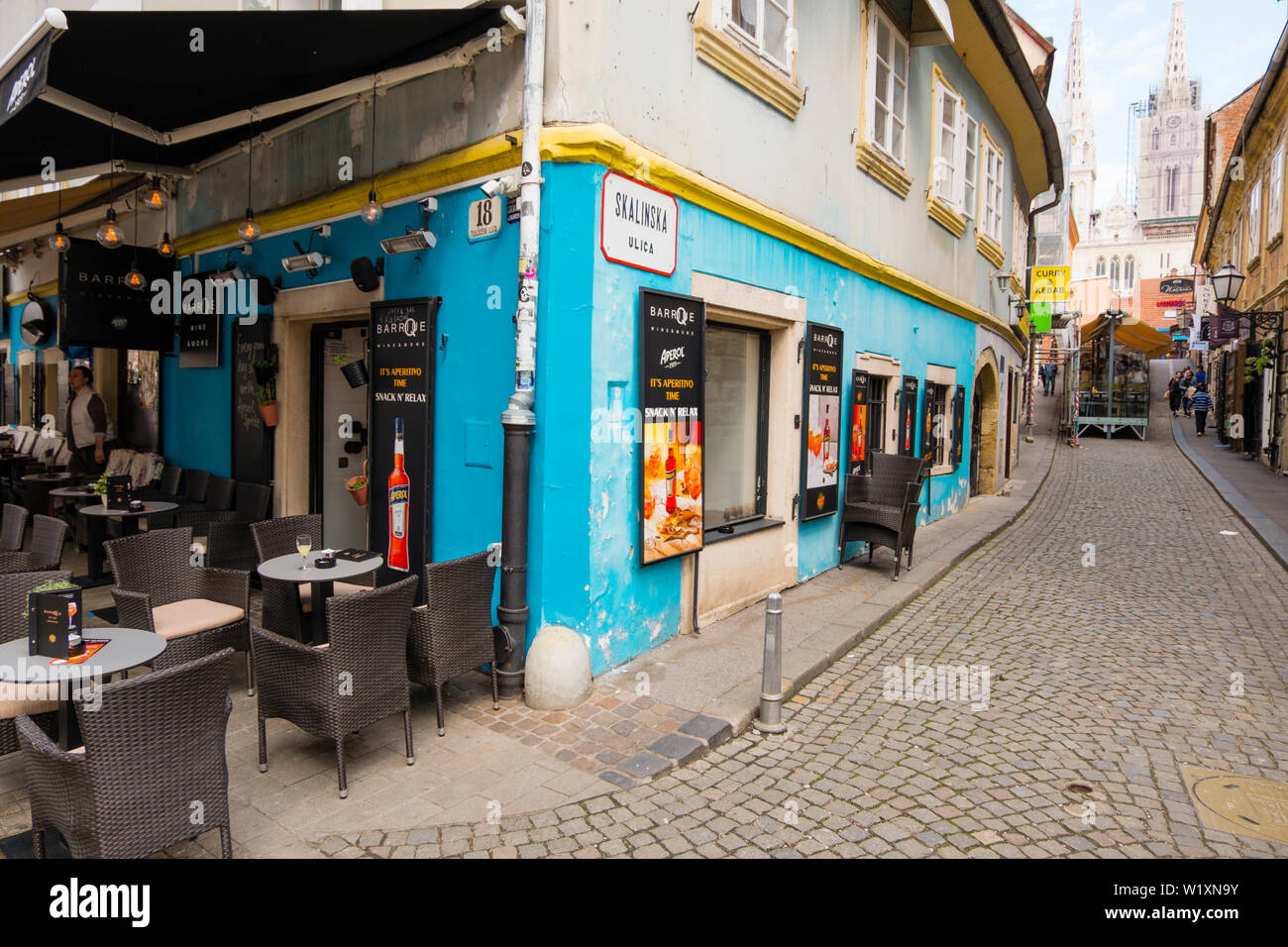 Coin des rues et Tkalcica Skalinska, Zagreb, Croatie Banque D'Images