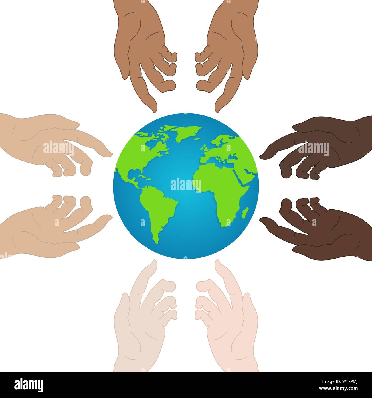 La Journée mondiale de la paix. Concept de l'écologie. Tenir la main montrant l'unité. L'icône de lien. Vector illustration pour votre conception de site Web, Illustration de Vecteur