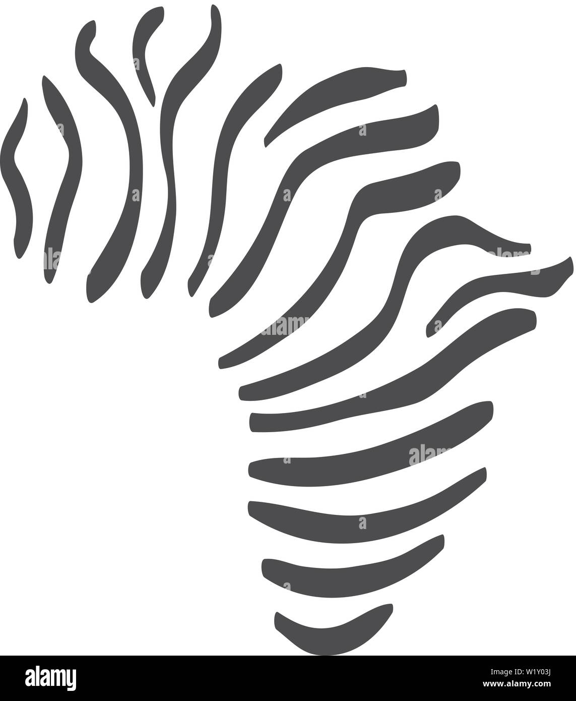 De l'Afrique carte icône rayée dans doodle sketch lignes. Voyage Voyage explorer safari Continent Illustration de Vecteur