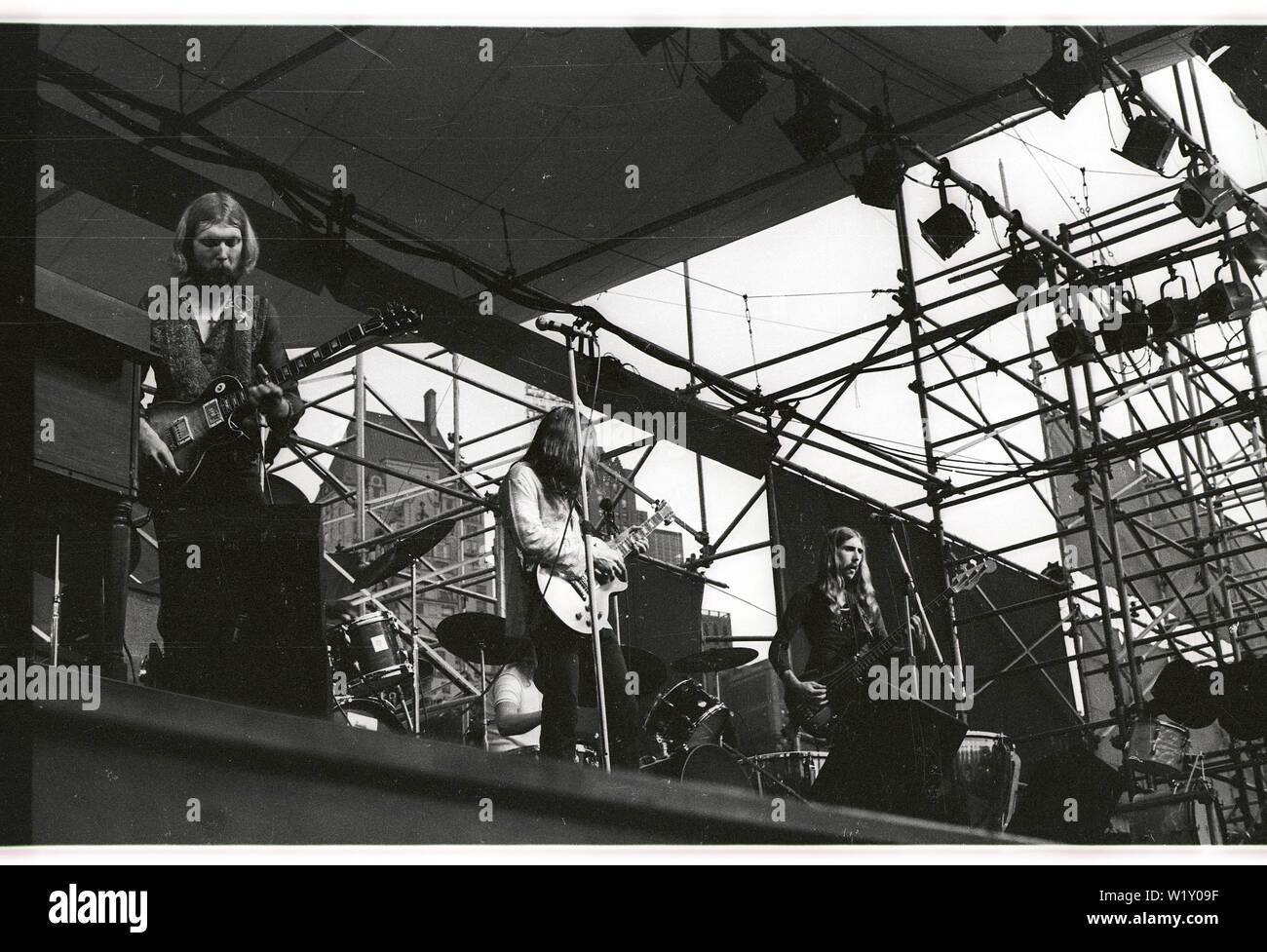 L'Allman Brothers groupe rock américain à bla Schaefer Music Festival dans Central Park à New York,21 Juillet 1971 Banque D'Images