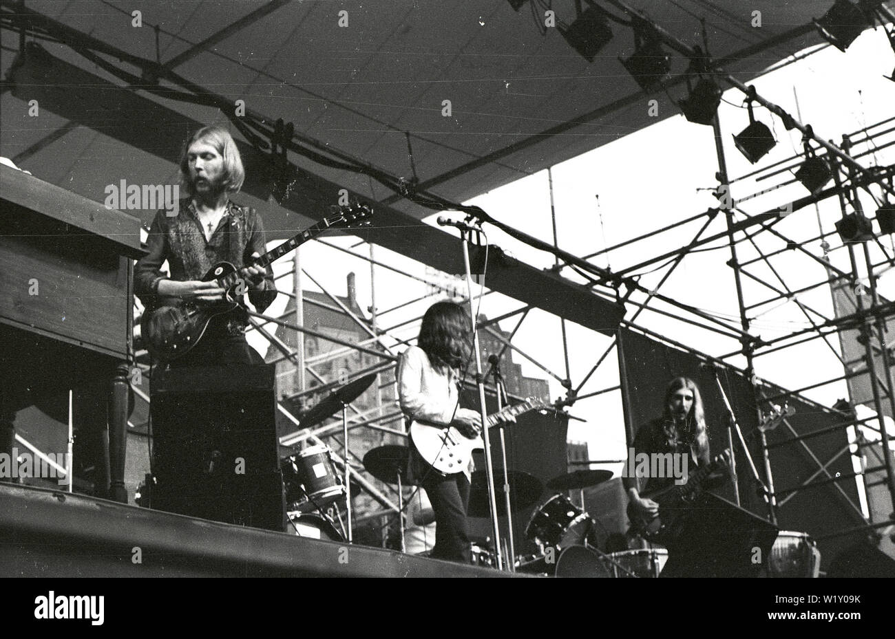L'Allman Brothers groupe rock américain à bla Schaefer Music Festival dans Central Park à New York,21 Juillet 1971 Banque D'Images