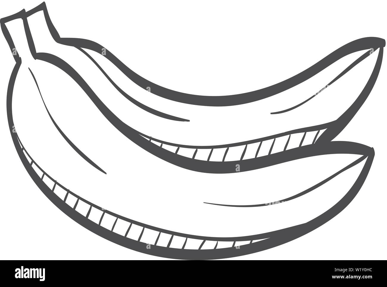 L'icône de Banana dans doodle sketch lignes. Fruits Aliments glucides vitamine d'énergie jaune Illustration de Vecteur