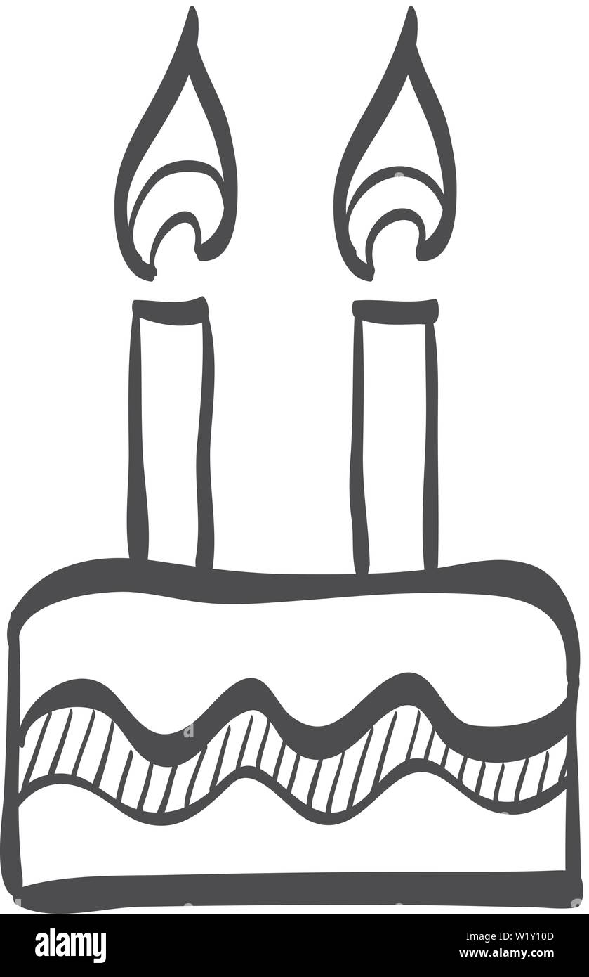 Gateau D Anniversaire De L Icone Doodle Sketch Lignes Chocolat Anniversaire Image Vectorielle Stock Alamy