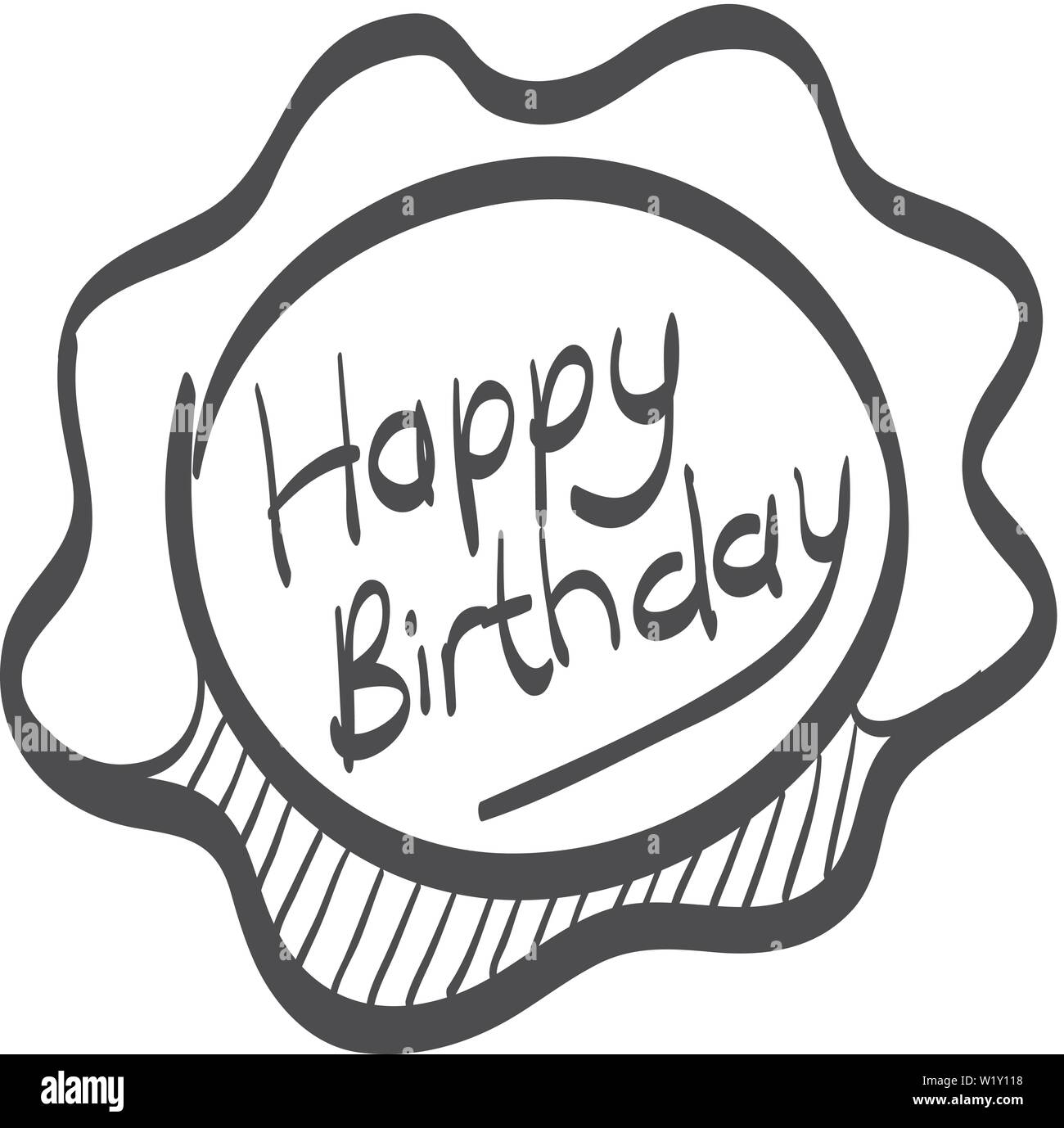 Gateau D Anniversaire Dans L Icone Texte Doodle Sketch Lignes Anniversaire Cadeau Surprise Partie Present Image Vectorielle Stock Alamy