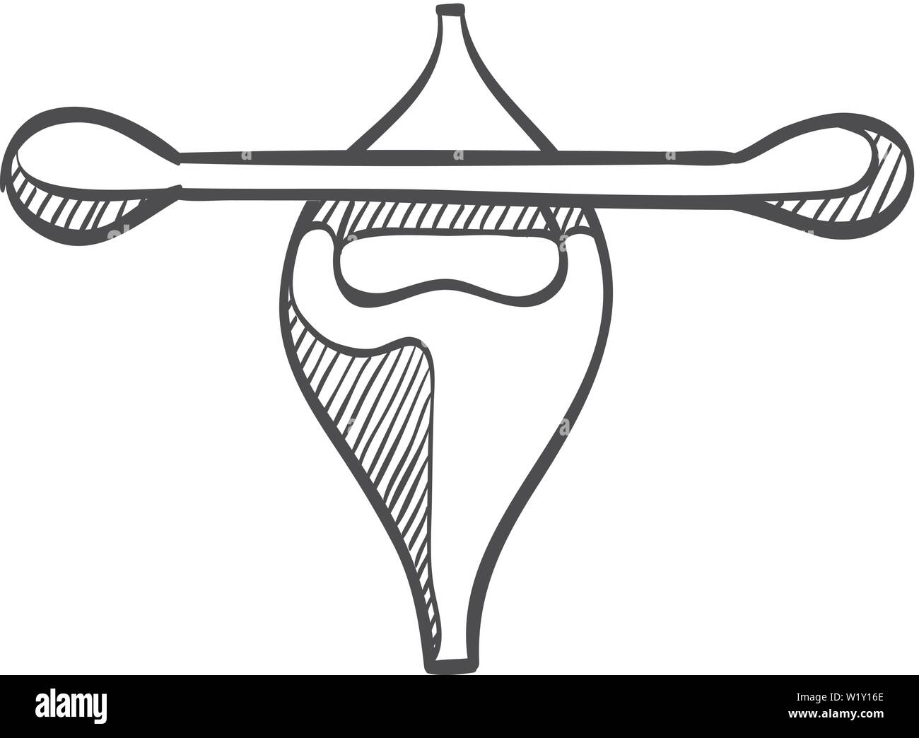 L'icône de canoë dans doodle sketch lignes. L'eau du lac rivière mer sport ligne power paddle Illustration de Vecteur