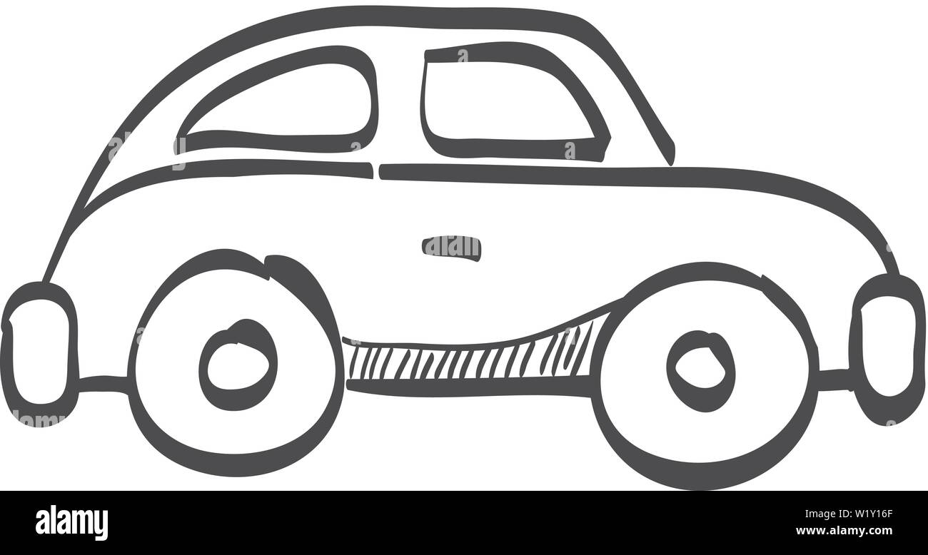 Voiture verte de l'icône doodle sketch lignes. Une faible émission, véhicule électrique Illustration de Vecteur