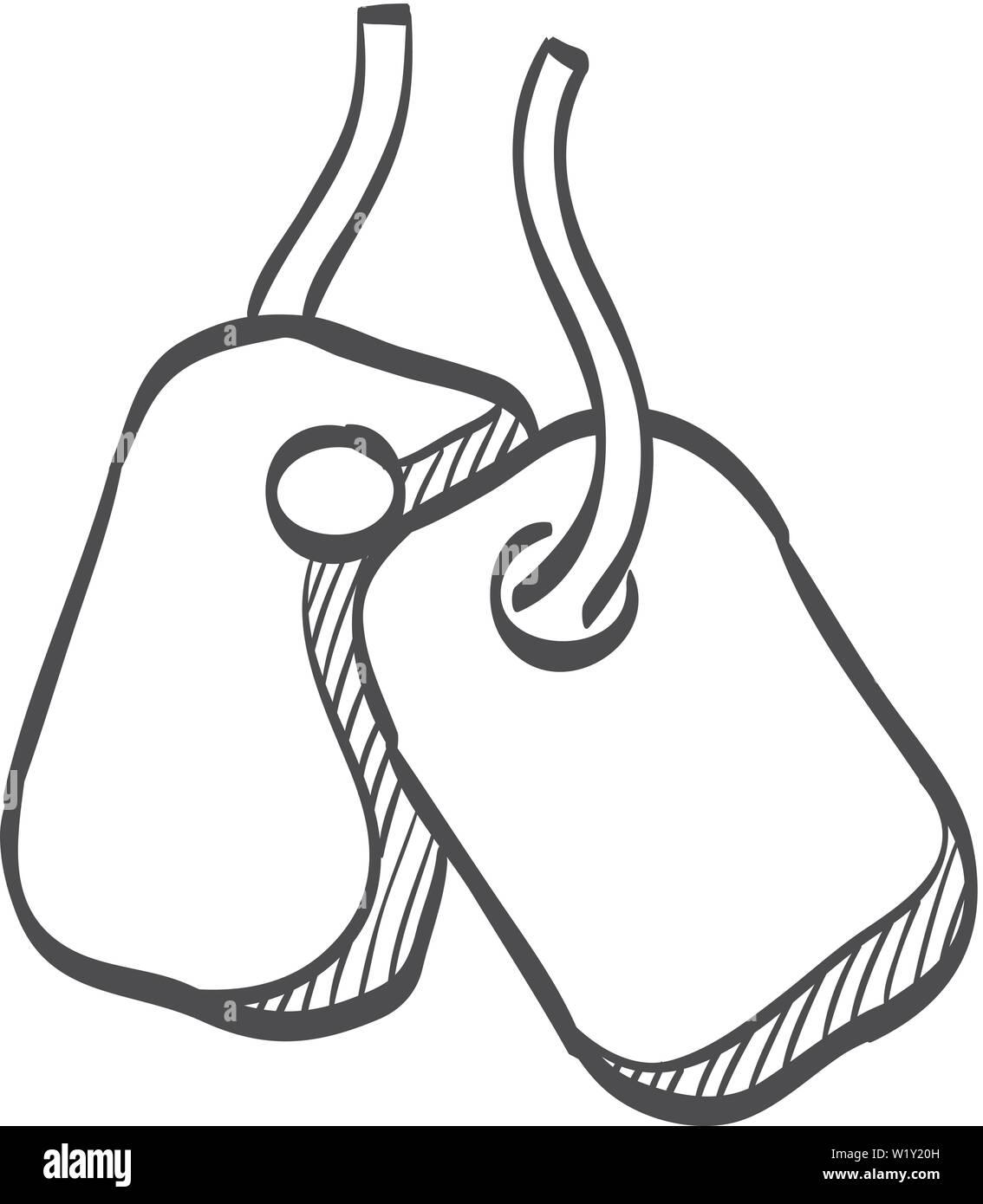 Dog Tags icône dans doodle sketch lignes. Système d'identification  militaire armée collier Image Vectorielle Stock - Alamy